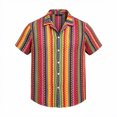 thumbnail image 4 of RUTAYY Men's Shirts Knitted Short Sleeve Turndown Collar Button Down Colorful Breathable Casual Summer Resort Comfortable Loose Fit Tops Classic Beach Blouse, 4 of 4