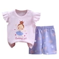 thumbnail image 3 of JUMESGU Cute Girls Outfits Girls Short Sleeve T-Shirt and Shorts Set for Big Kids And Toddler (Pink & Dark Purple,2-3 Years), 3 of 6