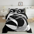 thumbnail image 2 of Erosebridal Geometric Round Bedding Sets Full with Comforter,Black Grey Duvet Insert,Abstract Artwork Comforter Sets Full Size,Lightweight Circle Room Decor,Reversible,3-Piece, 2 of 8