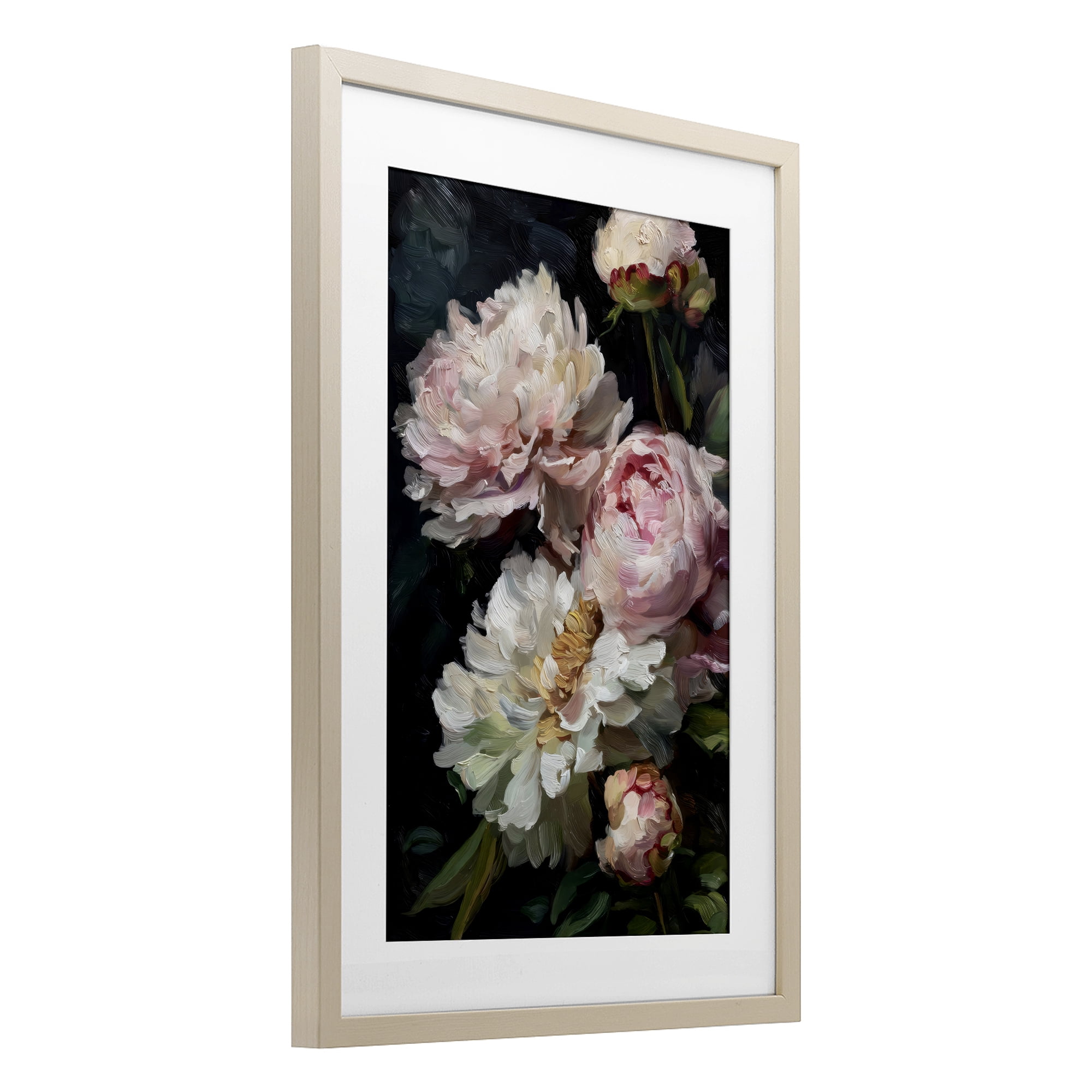 Stupell Industries Soft And Moody Peonies Birch Framed Print Under Glass, design by Petal Prints Design