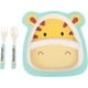 thumbnail image 3 of Kids Dinnerware Set Bamboo Fiber Divided Sections for Children Home Use Light Yellow Color Cartoon Animal Design 1 Set, 3 of 4