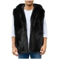 thumbnail image 2 of Zedker Men's Faux Fur Coat Open Front Thicken Warm Winter Overcoat Casual Fashion Outerwear Fluffy Soft Lapel Long Jackets Black L, 2 of 6