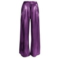 thumbnail image 5 of REALiKUN Shiny Metallic Nightclub Pants for Women High Waisted Wide Leg Pants Hip Hop Pants, 5 of 7