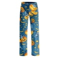 thumbnail image 5 of OIOLOYJM Halloween Pajama Pants Women Pumpkin Wide-Leg Cute Sleeping Comfy Pj Bottoms Novelty Stretch Casual Elastic Waist Joggers Blue L, 5 of 7