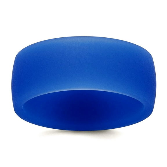 Silicone Blue 8.70mm Flat Edge Band Size 9 Ring for Women and Men
