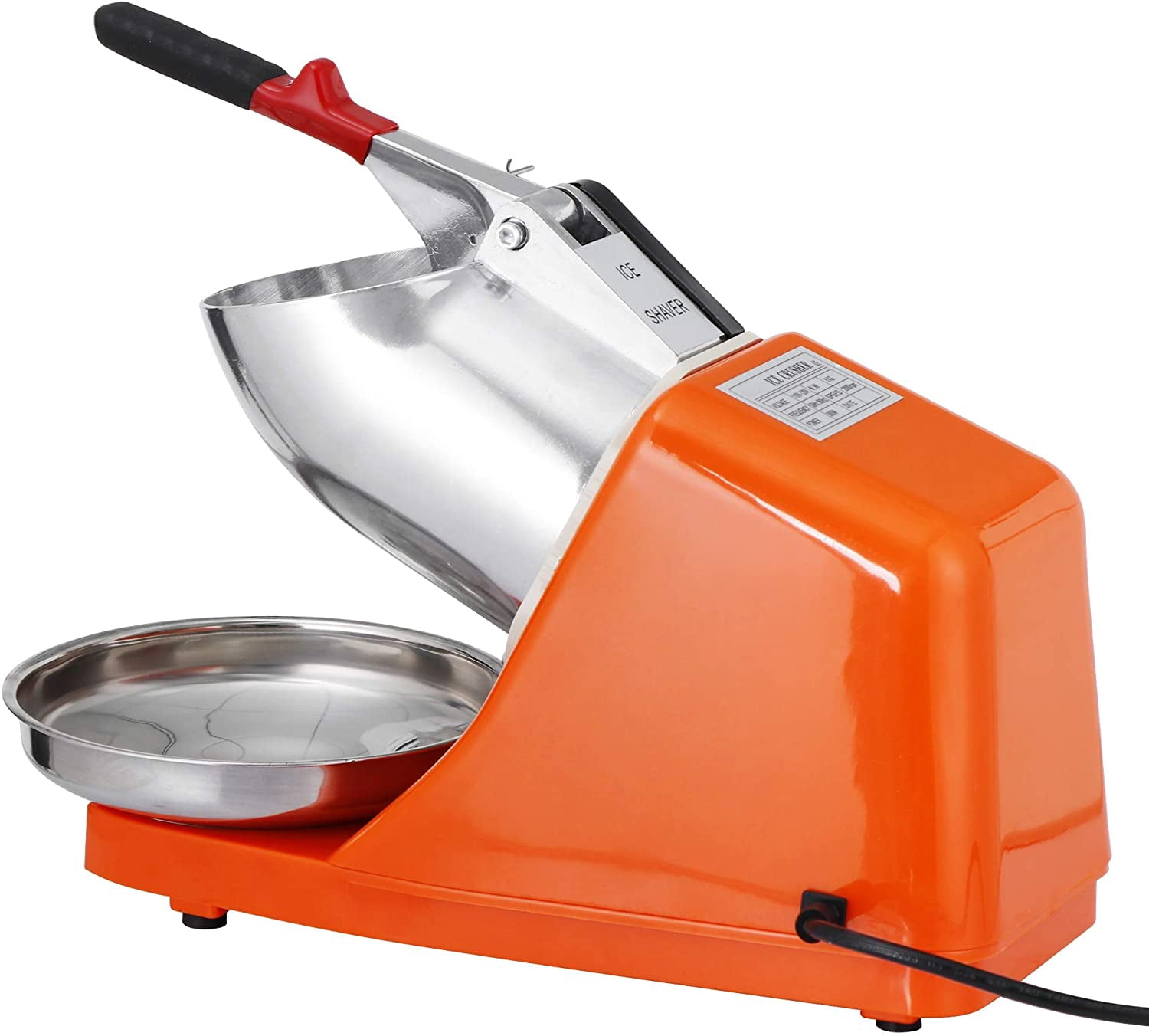 Electric Ice Shaver Machine Snow Cone Maker 300W 2000r/min Ice Crushers w/Stainless Steel Blade for Home and Commercial Use, Set of 1