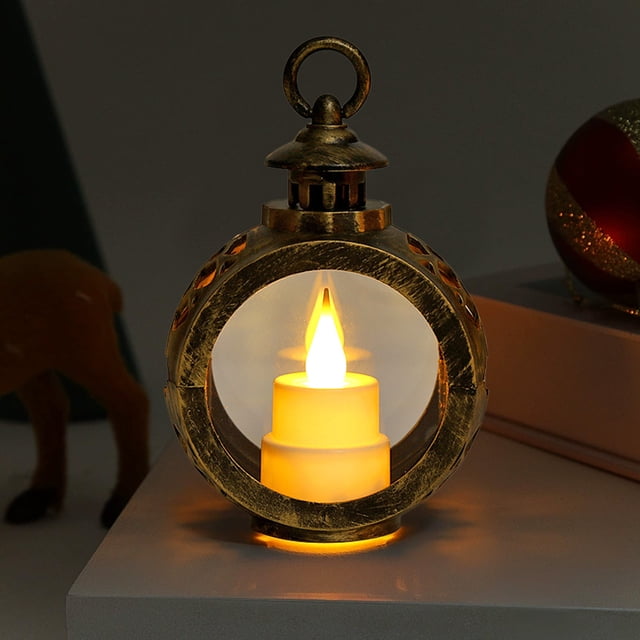 Vela electrónica con luz ambiental Mini lámpara de aceite Decoración navideña Plástico parpadeo Flama simulada, diseño portátil, uso, blanco, plata, gris, 13,5x9cm