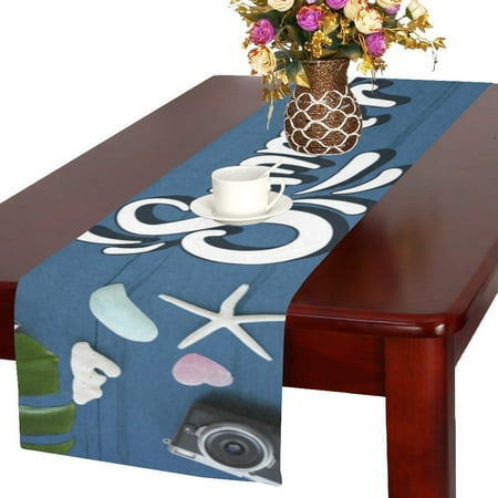 

MYPOP Beach Vocation Enjoy Holidays Summer Cotton Linen Table Runner 14x72 Inches