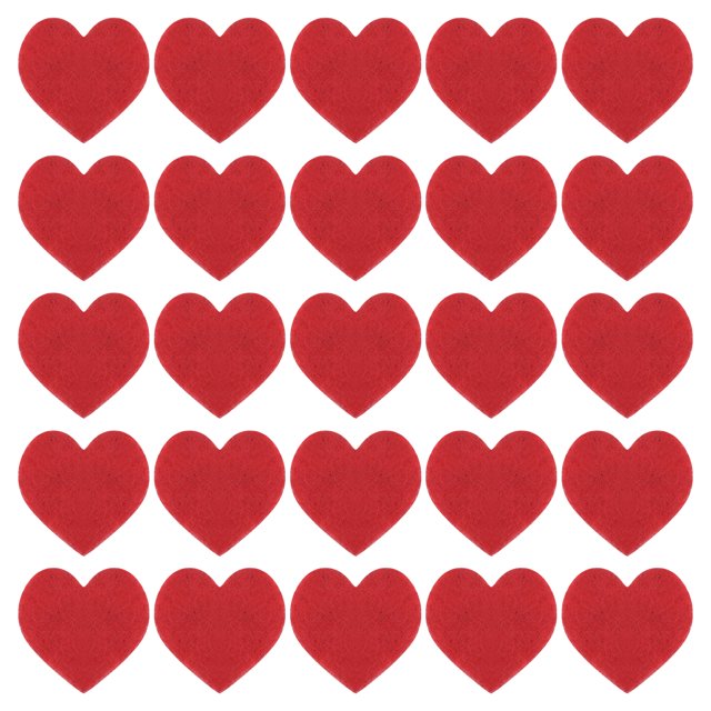 Uxcell Corazón de Fieltro Forma Corazón Manualidades del Día de San Valentín 1.6" x 1.6" Rojo 100Pcs