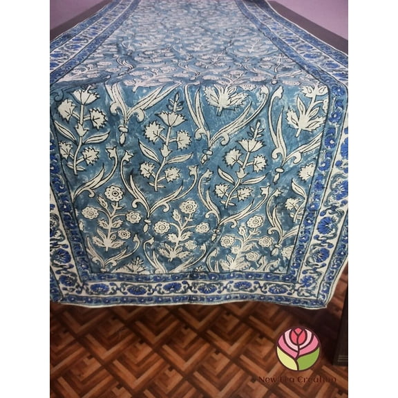 New Era Creation Blue Print Table Cloth, Cover India Cotton Table Linen, Custom,Gift for Her,Indian Table Cloth Indigo Print