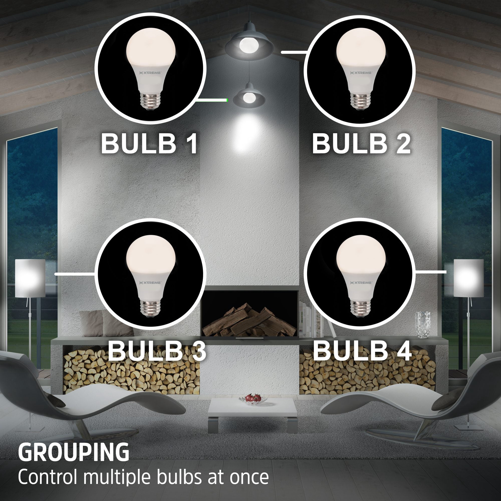 Xtreme 4 Pack Smart A19 Wi-Fi LED Bulbs - Dimmable White, Works with Wi-Fi Alexa, Google Assistant, and Siri