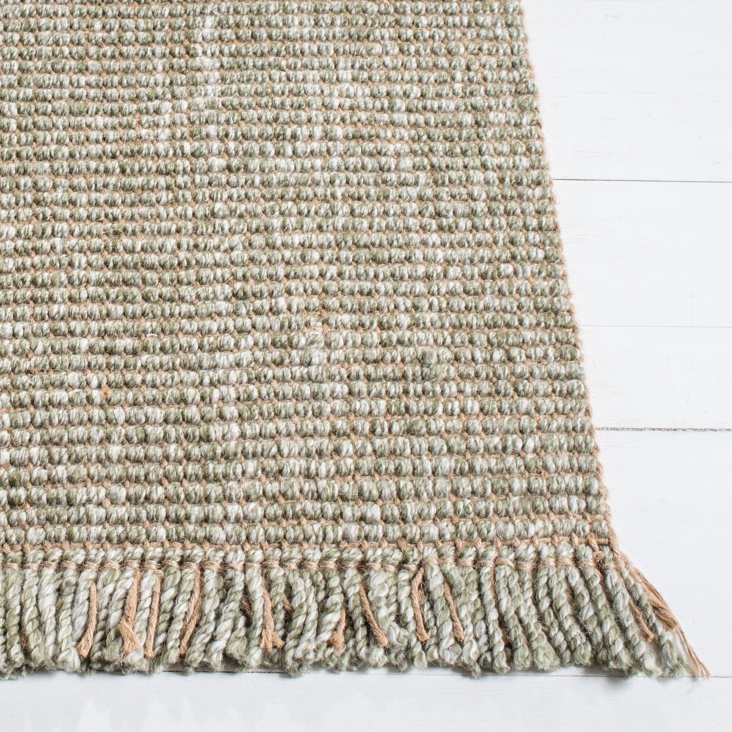 SAFAVIEH Natural Fiber Crawford Abstract Area Rug, Green/Natural, 6' x 6' Square