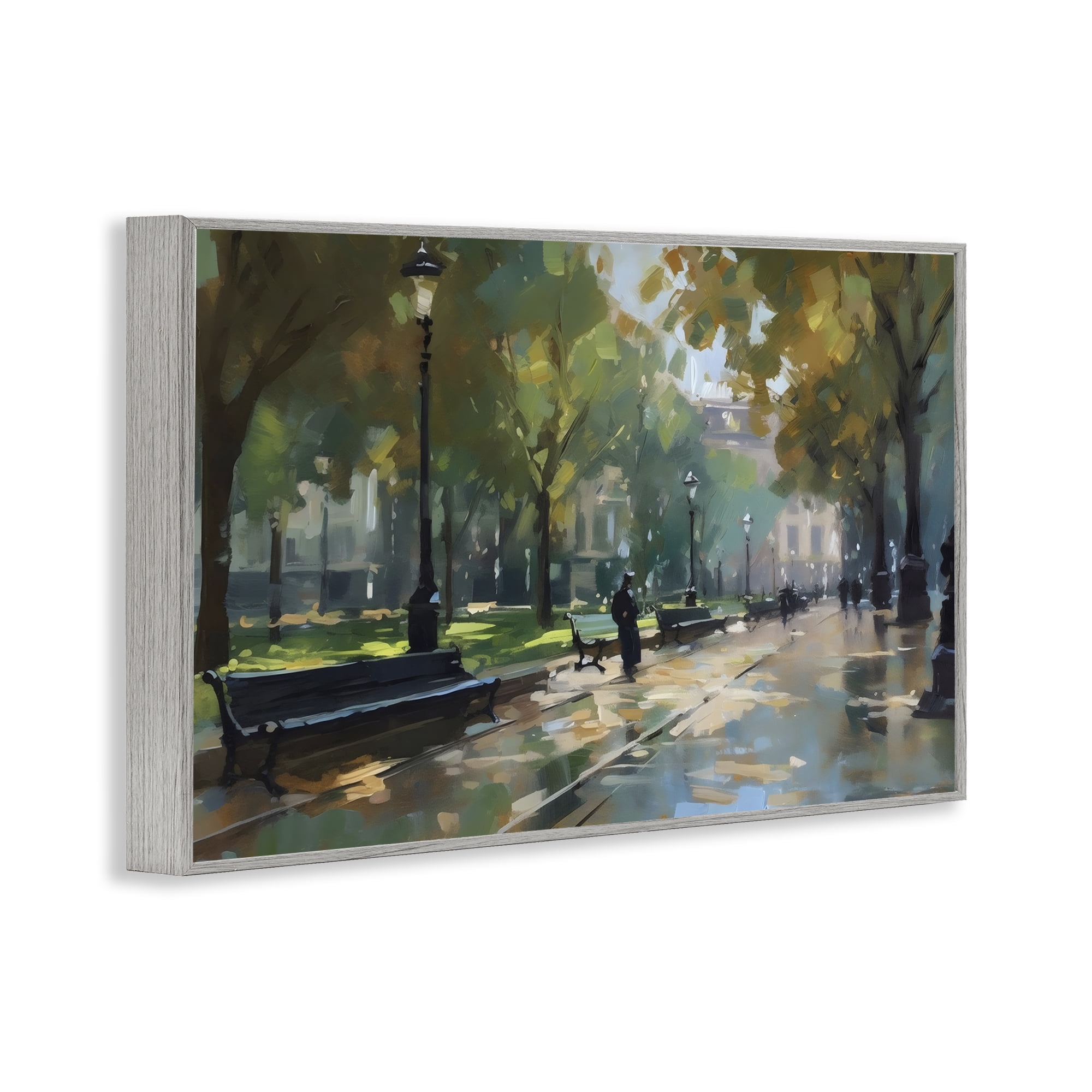 Stupell Industries Park Promenade on Rainy Day Gray Framed Giclee Art, design by Creative Studio