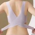thumbnail image 5 of Gymayou Women Cross Back Sports Bra Front Side Buckle No Underwire Bra Thin Everyday Bra Size XL, 5 of 6