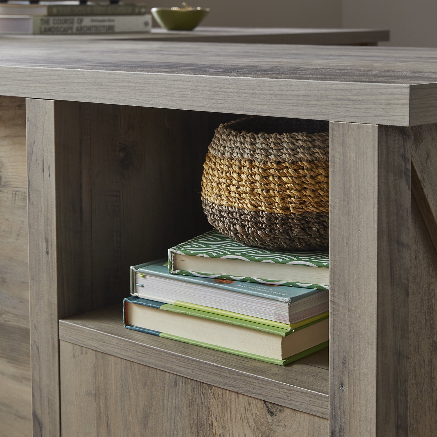 Better Homes & Gardens Modern Farmhouse L-Desk, Rustic Gray Finish