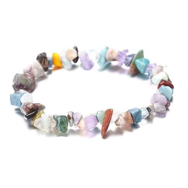 Xiao Hua Pulsera de cuentas hecha a mano, ideal para hombres y mujeres, con piedras naturales irregulares (coloreadas).