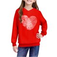 thumbnail image 6 of Girls Red Hoodie Oversized Graphic Pullover Fingerprint Heart Sweatshirt for Kids Youth,Size 7 T, 6 of 8