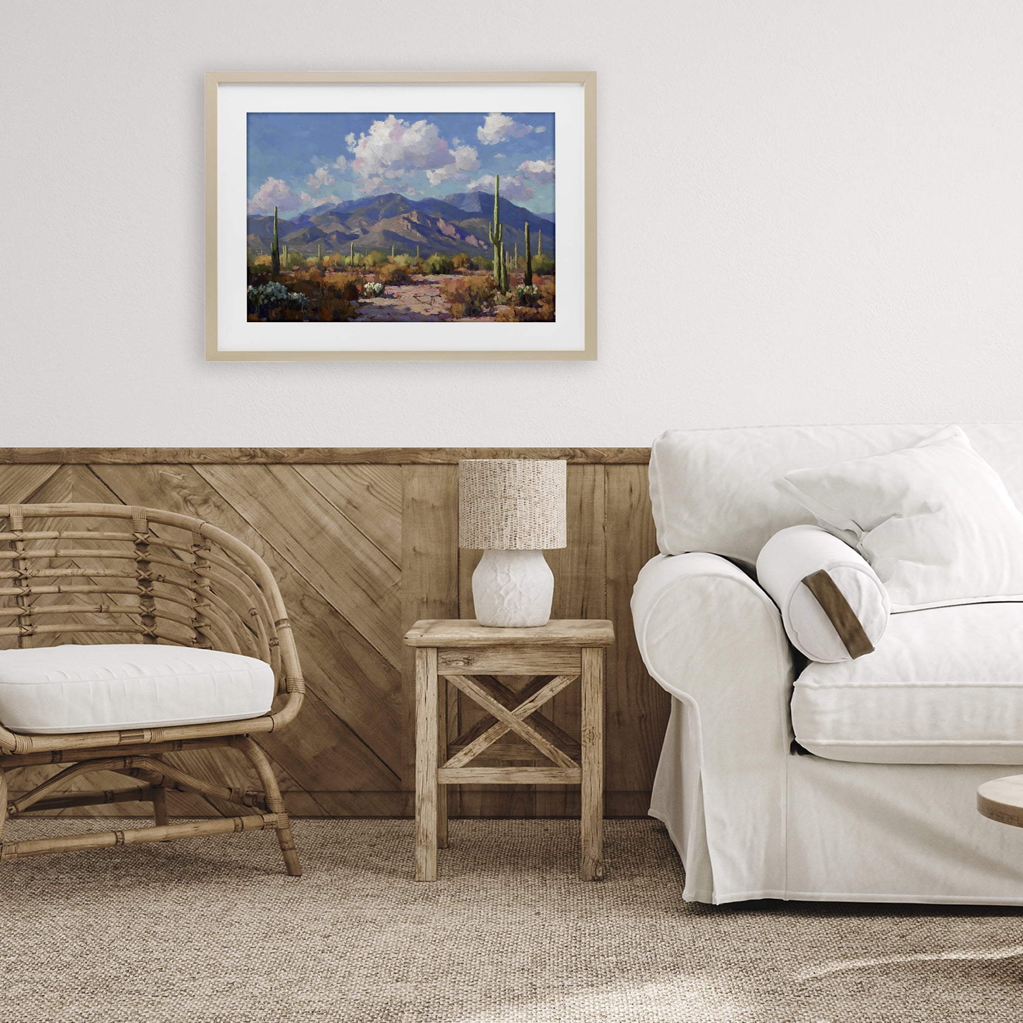 Stupell Industries Desert Mountains at Sunset Glow Birch Framed Print Under Glass, design by Gina Kelly