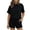 Black, variant on Delconic Women’s Summer Ribbed Crew Neck Short Sleeve Top and Shorts Set Casual Two Piece Outfits for Daily Wear Lounge Home Army Green L