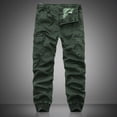 thumbnail image 4 of UDIYO Men Cargo Pants Solid Color Zipper Fly Multi Pockets Drawstring Elastic Waist Streetwear Bottoms Ankle Tied Trousers for Working, 4 of 7