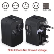 International Universal All In One Worldwide Travel Adapter Wall Charger AC Power Plug Adapter with Dual USB Charging Ports for USA EU UK AUS European Cell Phone Laptop