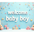 thumbnail image 6 of LUUFILx Welcome Baby Boy Backdrop Banner Nursery Shower Decorations Party Supplies Photography Props Background Decor Celebration Event, 6 of 7