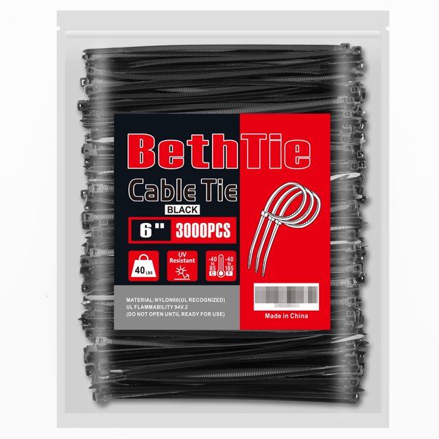 Bridas BethTie 3000 unidades, 15 cm, 18 kg, nailon resistente a la tracción