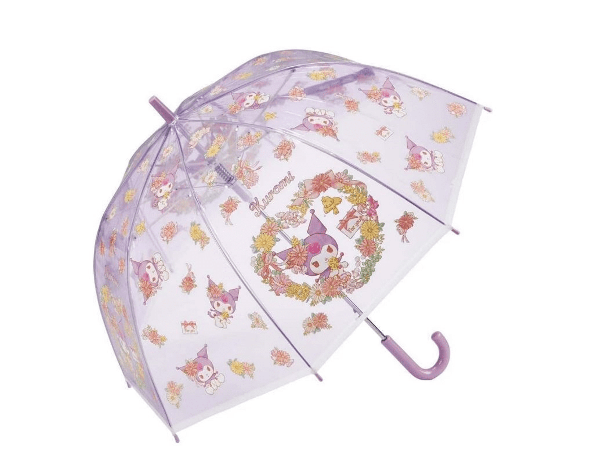 Sanrio Kuromi Transparent Stick  Rain Umbrella, Purple, 1