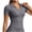 Gray, variant on PEIBang Womens V Neck Collared Short Sleeve Polo Shirt Slim Fit Yoga Sport Top