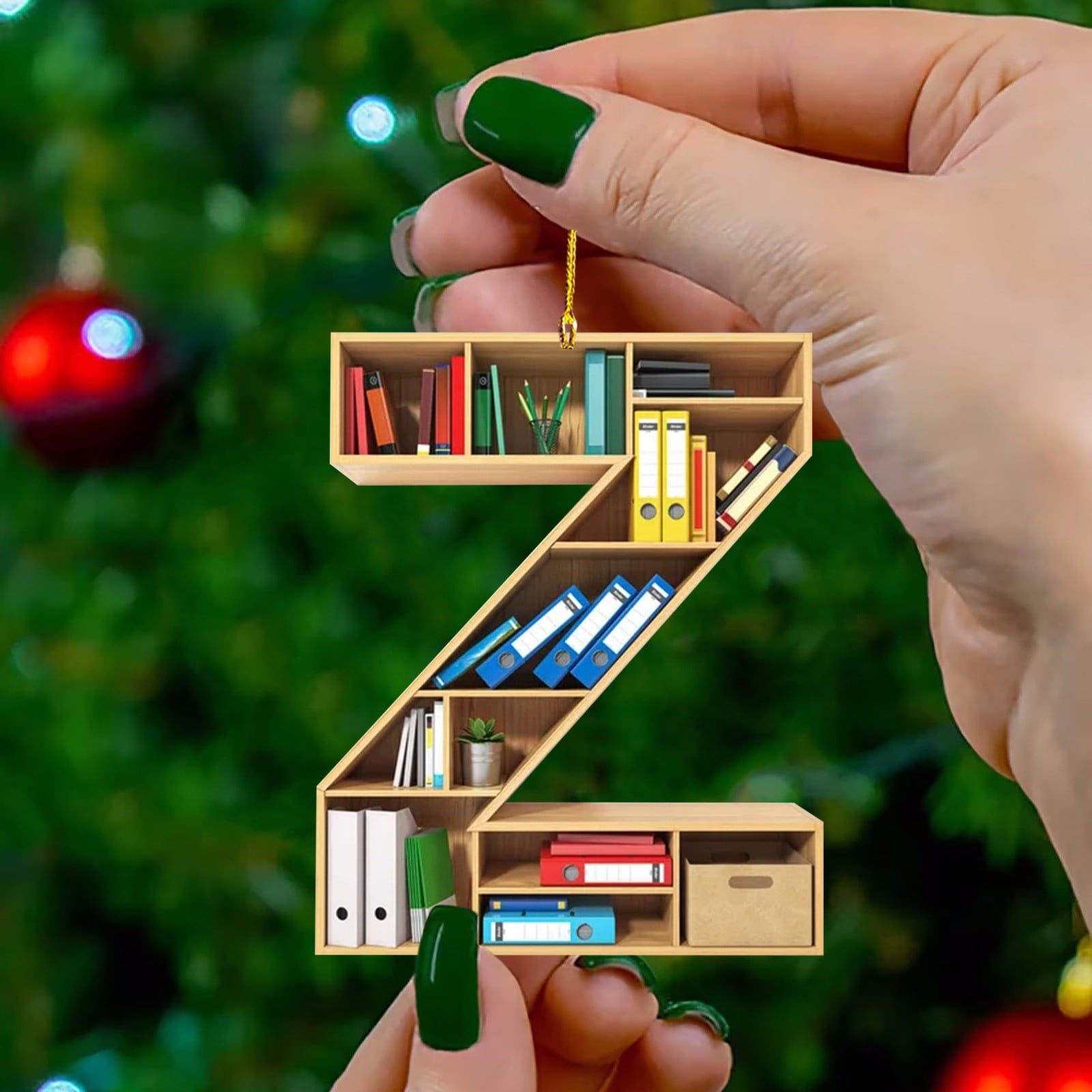 Book Lovers Heart Shaped Bookshelf Pendant Acrylic Ornament