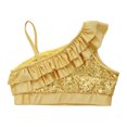 thumbnail image 5 of Miaeowve Kids Girls Shinny Sequins Ruffle Off Shoulder Crop Top One Shoulder Tank Top Vest Stage Performance Clothing Gold 6, 5 of 5
