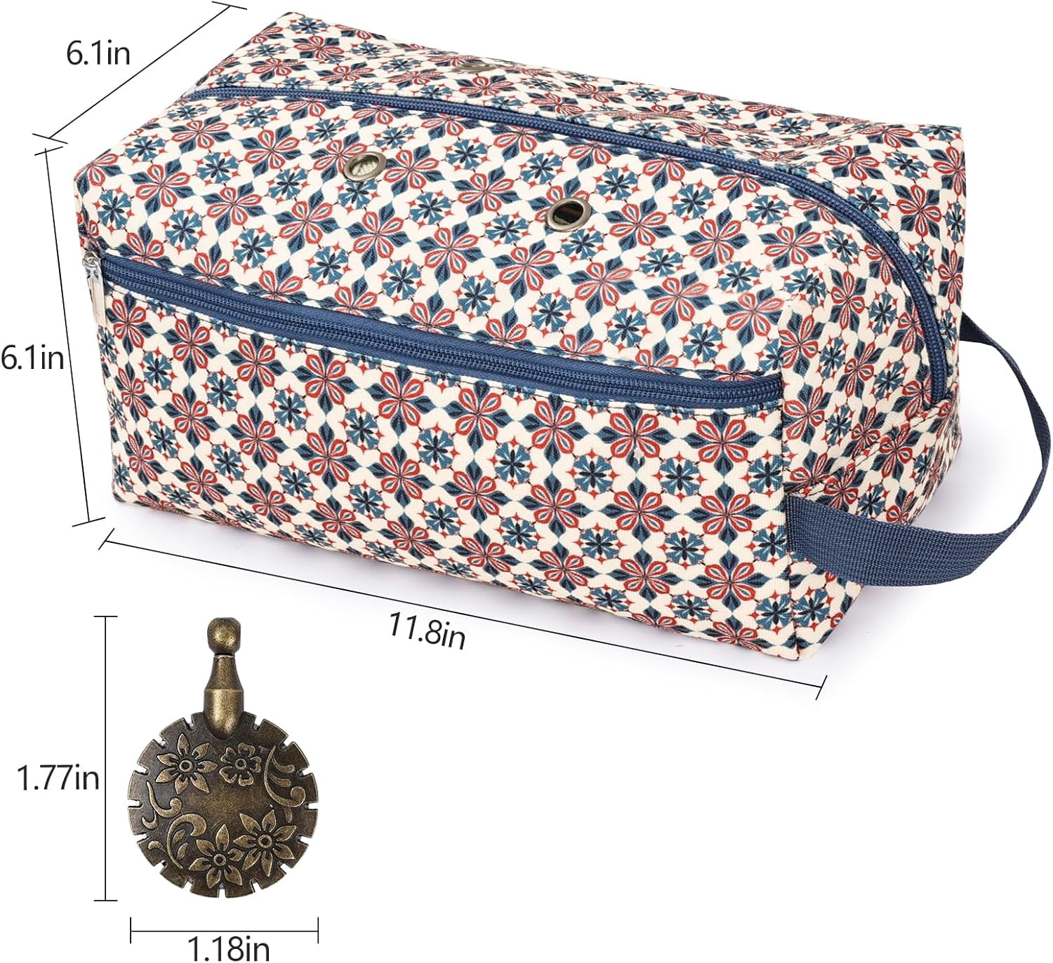 Crochet Bag with Thread Cutter, Portable Knitting Bag Yarn Storage Organizer for Crochet Hooks, Knitting Needles and Other Accessories, Gift for Mom Women