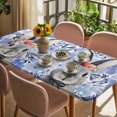 thumbnail image 3 of Easter Bunny Table Cloths for 6 Foot Rectangle Tables, Spring Purple Flowers Rabbit Pastoral Plants Patio Waterproof Elastic Fitted Tablecloths, Washable Rectangular Table Cover for Camping, 3 of 8