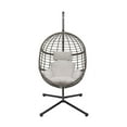 thumbnail image 3 of Abble Gray Wicker Hanging Swing Chair with Cushion and Stand - Aqua, 3 of 5