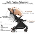 thumbnail image 4 of Gravity Folding Baby Stroller - Portable Toddler Stroller w/Adjustable Backrest & Canopy, Lightweight and UV Protected Travel Stroller, One-Hand Automatic Folding - Khaki, 4 of 10