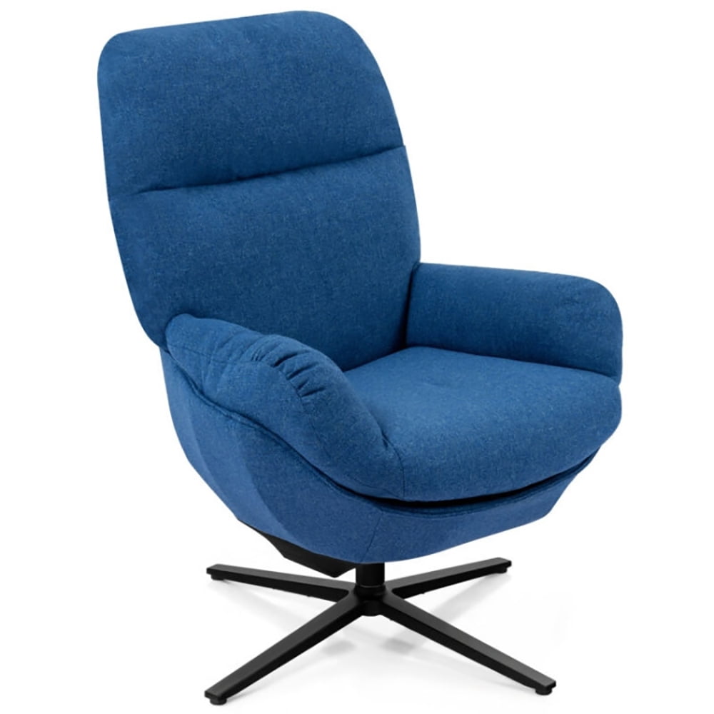 Finihen Leather Soft Upholstered Recliner with Ottoman Footrest, 360° Swivel Leather Lounge Chair with Ottoman and Thick Footstool, for Living Room, Bedroom, Blue Finihen Leather Soft Upholstered Recliner with Ottoman Footrest, 360° Swivel Leather Lounge Chair with Ottoman and Thick Footstool, for Living Room, Bedroom, Blue