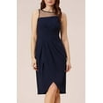 thumbnail image 3 of Adrianna Papell Day Stretch Knit Crepe Draped Illusion Short Faux Wrap Crepe Dress-MIDNIGHT / 2, 3 of 5