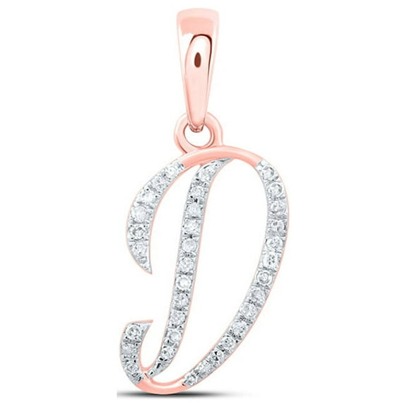 10kt Rose Gold Womens Round Diamond D Initial Letter Pendant 1/10 Cttw