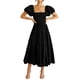 thumbnail image 1 of Vestido PRETTYGARDEN negro con mangas abullonadas y escote cuadrado, talla L grande, 1 of 8