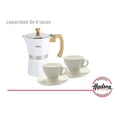 thumbnail image 2 of HUDSON VALLEY | Set Cafetera Italiana de Aluminio 290 ml, ideal para 6 tazas + 2 Pocillos y 2 Platos de Cerámica, Cafetera Moka Clásica para Café Espresso, Compacta y Duradera, Color Blanco, 2 of 5