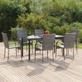 thumbnail image 1 of vidaXL 7 Piece Garden Dining Set Grey Poly Rattan, 1 of 5