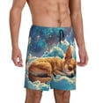 thumbnail image 2 of Kdxio Artistic Starry Sky Cloud Dog Print Mens Sleep Shorts Bottoms Soft Comfy Pajama Wear Pants with Drawstring Pockets, 2 of 5