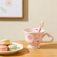 thumbnail image 4 of Sakura Flower Ceramic Mug with Spoon,15oz Coffee Cup,Perfect Mother's Day Gift for Mom,Floral Girly Breakfast Milk Oatmeal Cup,Cute Tea Cup for Her, 4 of 7