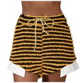 thumbnail image 2 of Pantalons pour Femmes Shorts Décontractés à Rayures Texturées Taille Haute Jaune TG, 2 of 7