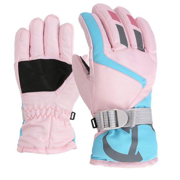 Fgnfyis Snow Gloves for Kids Windproof Outdoor Skating Snowboarding Insulated Cold Weather Boys Girls Winter Gloves Mittens Pink M