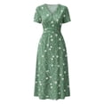 thumbnail image 4 of QSAWXQZ Women's Floral Wrap Midi Dress Short Sleeve V Neck A Line Sundress Vacation Outfit Casual for Summer L, 4 of 6