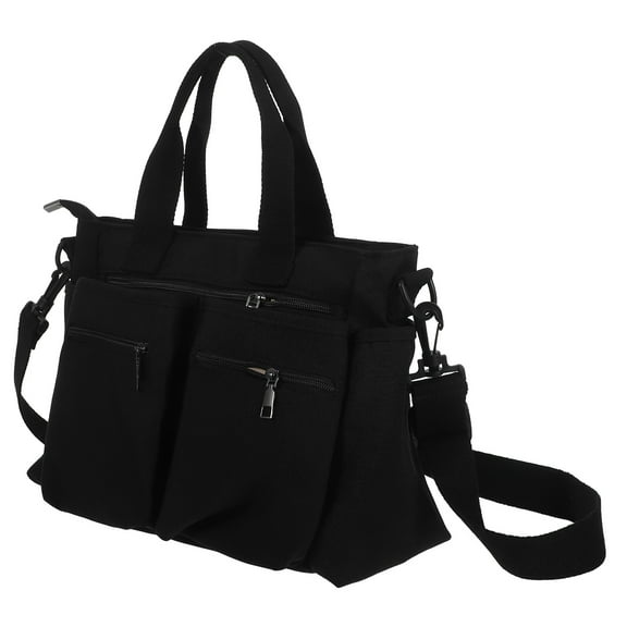 LOLIPPYY Black Nylon Casual Tote Bag with Crossbody Strap and Large Compartments for Everyday Use