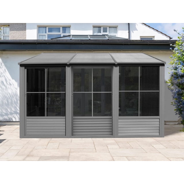 Gazebo Penguin Florence Ajouter Une Pièce avec Toit Métal 10 ft. x 12 ft. en Gris