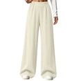 thumbnail image 2 of Women's Flowy Workout Pants Baeitkot Women's Solid High Waist Elastic Wide Leg Sweatpants Casual Loose Flowy Workout Pants with Pocket Khaki XXL, 2 of 8