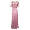 thumbnail image 3 of Adrianna Papell Scoop Neck Short Sleeve Illusion Ruched Waist Flutter Side Zipper Back Embroidered Mesh & Satin Dress-ROSE / 18, 3 of 8